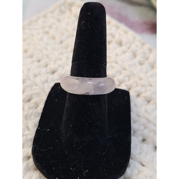 Luki Lapidary Handmade Natural Carved Rose Quartz Ring size 5 - Picture 2 of 5
